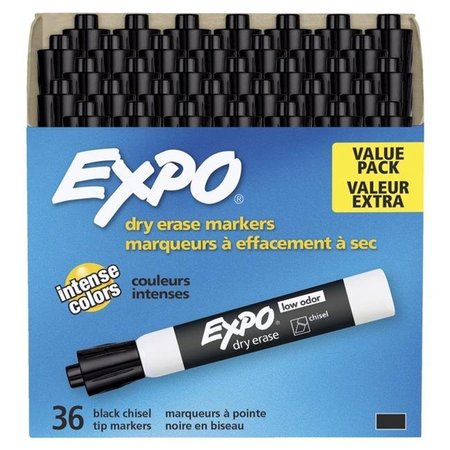 EXPO Expo 1530191 Chisel Tip Expo Low Odor Dry Erase Markers; Black - Pack of 36 1530191